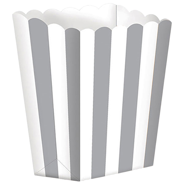 Popcorn Boxes Stripes Silver Paper